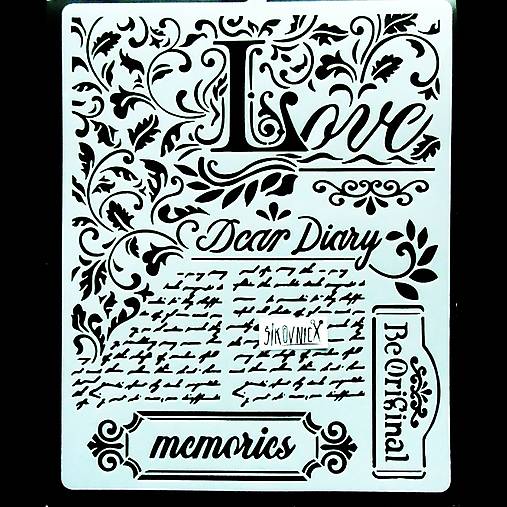 Šablóna Stamperia - 20x25 cm - dear diary, memories, love