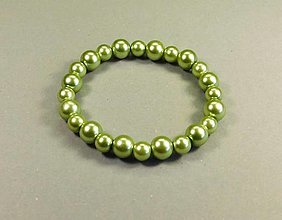 Náramky - Náramok - sklenené koráliky, voskované perly (vnútorný obvod 18cm - Zelená) - 14164771_