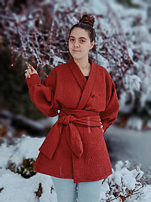 Kimoná - Kimono sveter z vaflového piké - 14164114_