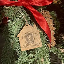 Dekorácie - Vianočná ozdoba - domček (Hnedá s lanovým špagátikom) - 14167052_