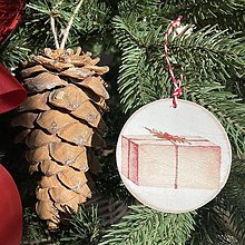 Dekorácie - Vianočné ozdoby - vianočná guľa  (Béžový darček) - 14167297_