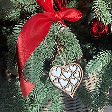 Dekorácie - Vianočné srdiečka - hnedé spájané (Hnedo-biela) - 14167613_