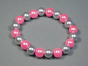 Náramky - Náramok zo sklenených korálikov perlová (vnút.obvod 16,5cm - Ružová a Biela) - 14165180_