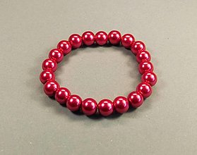 Náramky - Náramok zo sklenených korálikov perlová (vnútorný obvod 16,5cm - Červená) - 14165181_