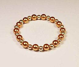 Náramky - Náramok z plastových perlových korálikov (vnút. obvod 16cm - Tmavšie zlatá a Zlatá) - 14165191_
