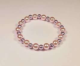 Náramky - Náramok z plastových perlových korálikov (vnútorný obvod 17cm - Ružová a Fialová) - 14165258_