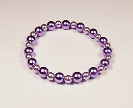Náramky - Náramok z plastových perlových korálikov (vnútorný obvod 17cm - Tvamšie fialová a fialová) - 14165259_