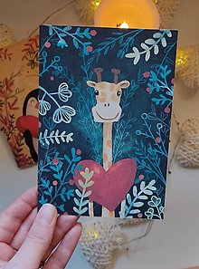 Papiernictvo - Pohľadnice - So srdcom (Pohľadnica - Žirafa) - 14169582_