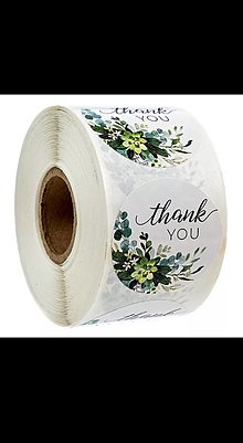 Papier - Nálepka Thank you so zeleným kvetom - 14171337_