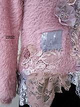 Svetre a kardigány - Svetloružový pletený sveter-Shabby Chic - 14171783_