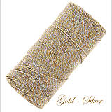 Galantéria - Linhasita voskovaná šnúrka na micro macramé - Gold - Silver, 1,2mm, bal.1klbko (135m) - 14170921_