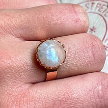 Prstene - Moonstone Stainless Steel Rose Gold Ring / Elegantný prsteň s mesačným kameňom - 14173533_