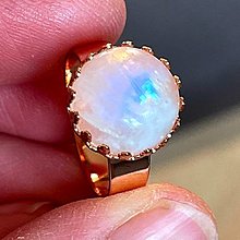 Prstene - Moonstone Stainless Steel Rose Gold Ring / Elegantný prsteň s mesačným kameňom - 14173542_