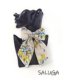 Brošne - Dámsky motýlik - kvetinový - vintage - modrý - luxusný - 14175329_