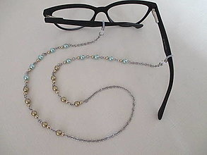 Iné šperky - Retiazka na okuliare - tyrkysovo/zlatá - chirurgická oceľ - 14172984_