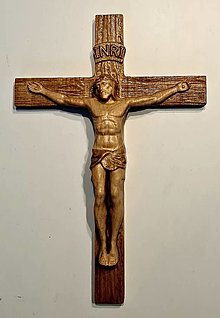 Dekorácie - Drevorezba Ježiš Kristus na kríži - 14172888_