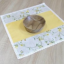 Úžitkový textil - IVETA - žlté ťahavé ruže - obrus štvorec kombinovaný 40 x40 - 14175196_