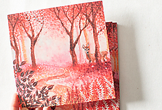 Papier - Pohľadnica "Srnečka v lese" - 14174997_