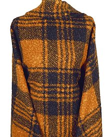 Bundy a kabáty - Vlnený zimný kabát s kapucňou (rôzne farby) (Oranžovo-čierne káro) - 14173260_