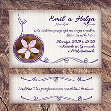 Papiernictvo - Natur svadobné oznámenie (fialový kvet) - 14172469_