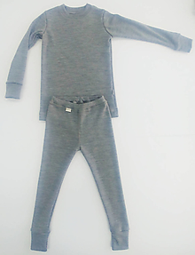 Detské oblečenie - 100% Merino komplet spodky a nátelník (86 - 92 - Šedá) - 14176585_