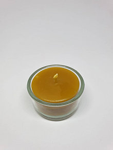 Sviečky - Čajové sviečky z včelieho vosku (12 ks + 1 ks sklenený svietnik) - 14176817_