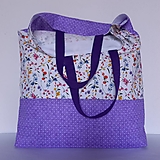 Nákupné tašky - Pestrofarebná kvetinková taška s fialovými ušami - 14178792_