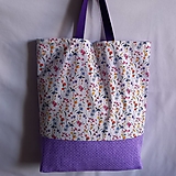 Nákupné tašky - Pestrofarebná kvetinková taška s fialovými ušami - 14178795_