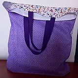 Nákupné tašky - Pestrofarebná kvetinková taška s fialovými ušami - 14178796_