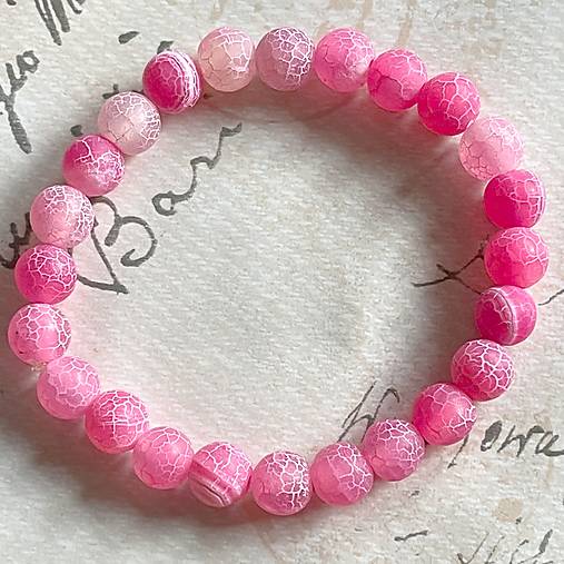 Pink Cracked Agate Elastic Bracelet / Náramok achát praskaný