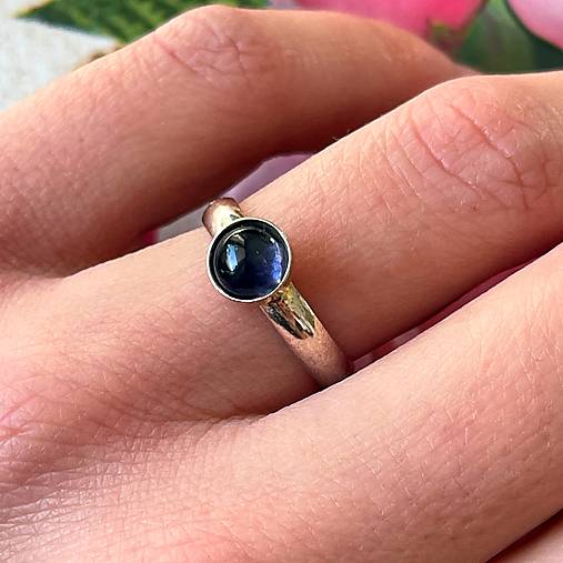 Simple Iolite Kordierite AG925 Ring / Jemný strieborný prsteň s iolitom - kordieritom