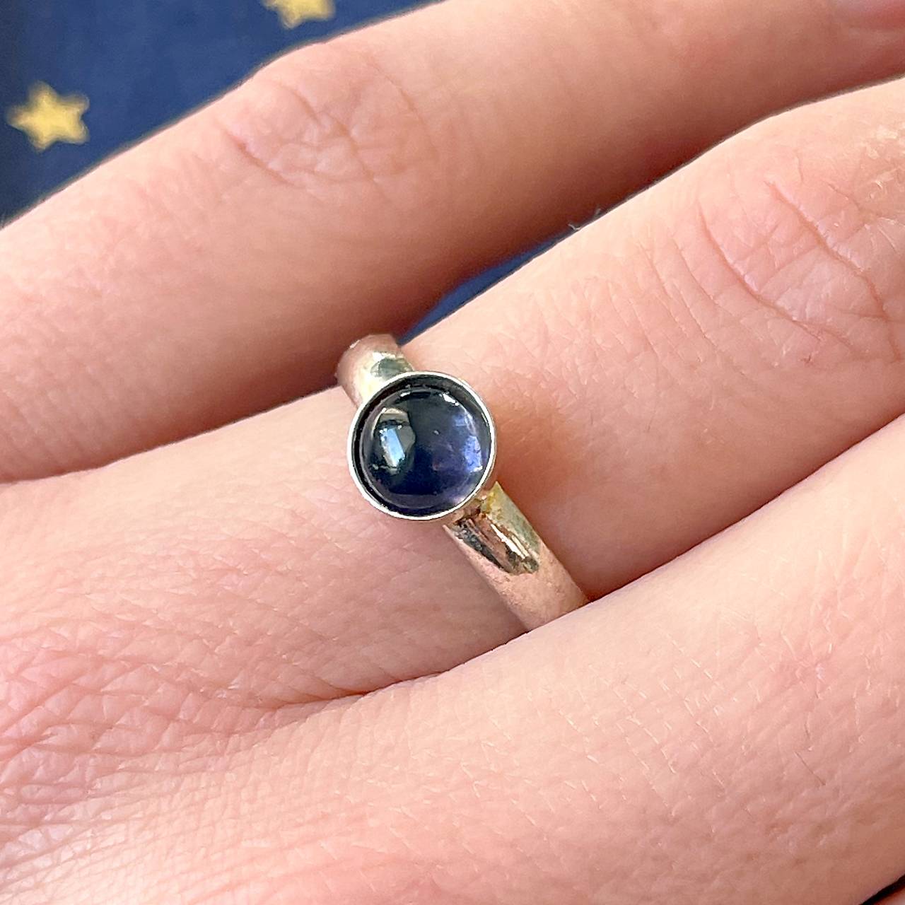 Simple Iolite Kordierite AG925 Ring / Jemný strieborný prsteň s iolitom - kordieritom