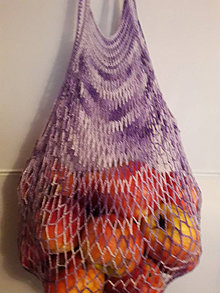 Nákupné tašky - Nákupná háčkovaná fialové melirovaná taška - 14181142_