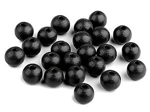 Korálky - Drevené koráliky 8 mm (60ks) - čierna - 14179875_