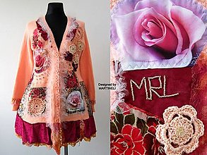 Svetre a kardigány - Broskyňový ružový pletený vlnený kardigan/sveter - 14180994_