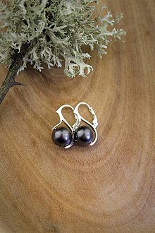 Náušnice - čierne perly náušnice v striebre - 14182615_