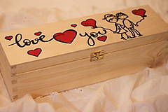 Darčekové sady - LOVE YOU maľovaná krabička na víno, či šampanské - 14181917_