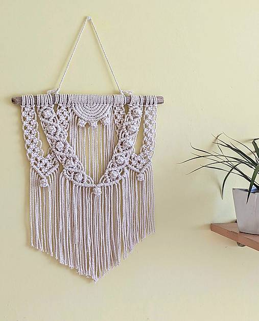 Dekorácie - Macramé Boho záves biely - 14182301_