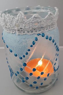 Svietidlá a sviečky - Modrý svietnik - 14182637_