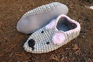 Ponožky, pančuchy, obuv - myškové papuče s filcovou podrážkou č.39-40 - 14182435_