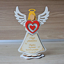 Dekorácie - Priateľstvo žena Drevený anjel (Biela 20x30cm) - 14183432_