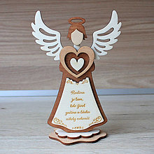 Dekorácie - Rodina, láska Muž-Drevený anjel (Hnedá 20x30cm) - 14184116_