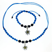 Sady šperkov - Set náhrdelník a náramok (Plesnivec - modrý) - 14184659_