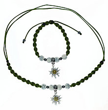 Sady šperkov - Set náhrdelník a náramok (Plesnivec - zelený) - 14184662_