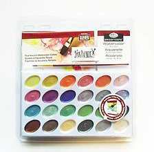 Farby-laky - Akvarelové perleťové farby,  24ks + štetec + skicár, R&L - 14186570_