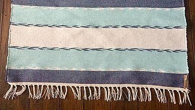 Úžitkový textil - Modro-biely koberček so vzorom rozmarínu - 14187569_