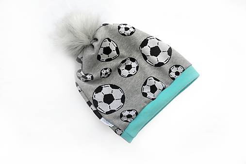Zimná čiapka Obojstranná s Odopínacím brmbolcom futbal & mint