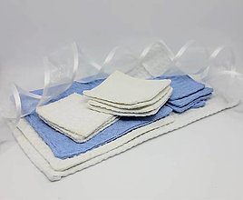 Úžitkový textil - Odličovacia sada v darčekovom vrecúšku (Biely uteráčik (4 menšie tampóniky)) - 14186471_