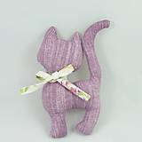 Úžitkový textil - KVETA - jarné kvety s fialovou - textilná dekorácia mačka 17x10 - 14191360_