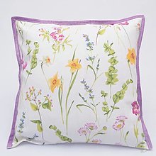 Úžitkový textil - KVETA - jarné kvety s fialovou - vankúš 40x40 - 14191436_